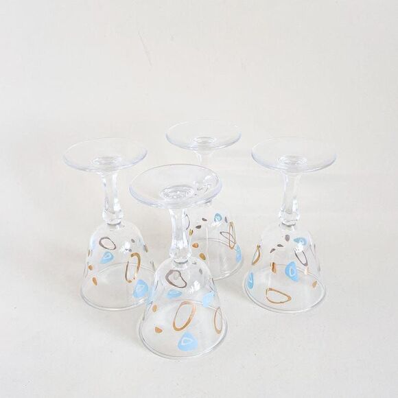 Federal Glass 1950s Amoeba stem glassware. 4 piece set. Cocktail party - Picture 6 of 6